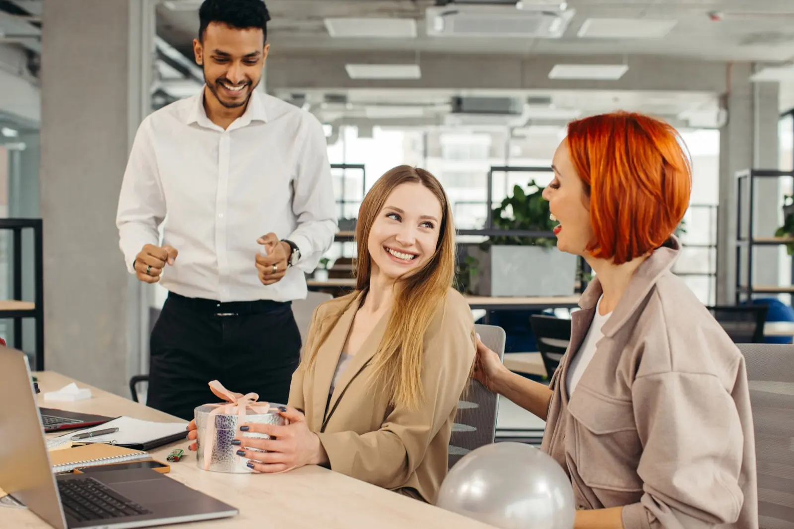 Business team celebrating together